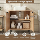 Bathroom Vanity Cabinet with Rattan Doors and U-Shaped Cut-Out by LJGDeals
