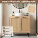 Bathroom Vanity Cabinet with Rattan Doors and U-Shaped Cut-Out by LJGDeals