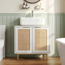 Bathroom Vanity Cabinet with Rattan Doors and U-Shaped Cut-Out by LJGDeals