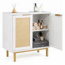 Bathroom Vanity Cabinet with Rattan Doors and U-Shaped Cut-Out by DirectDeals