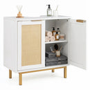 Bathroom Vanity Cabinet with Rattan Doors and U-Shaped Cut-Out by LJGDeals