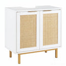 Bathroom Vanity Cabinet with Rattan Doors and U-Shaped Cut-Out by LJGDeals