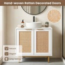 Bathroom Vanity Cabinet with Rattan Doors and U-Shaped Cut-Out by LJGDeals