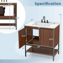 31 Inch Bathroom Vanity Sink Combo with Doors and Open Shelf-Walnut by LJGDeals