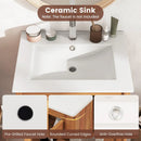 Bathroom Vanity with Ceramic Sink 2 Rattan Doors and Slatted Shelf by LJGDeals
