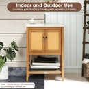 Bathroom Vanity with Ceramic Sink 2 Rattan Doors and Slatted Shelf by LJGDeals