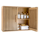 Bathroom Wall Cabinet with 2 Slatted Doors and 3-Level Adjustable Shelves by DirectDeals