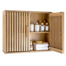 Bathroom Wall Cabinet with 2 Slatted Doors and 3-Level Adjustable Shelves by LJGDeals