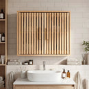 Bathroom Wall Cabinet with 2 Slatted Doors and 3-Level Adjustable Shelves by DirectDeals