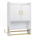 Wall Mounted Bathroom Cabinet with Towel Bars and Adjustable Shelf by DirectDeals