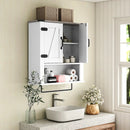 Farmhouse Bathroom Wall Cabinet with Towel Bar - White by LJGDeals