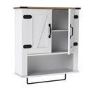 Farmhouse Bathroom Wall Cabinet with Towel Bar - White by LJGDeals