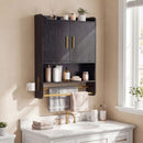 Wall Mounted Bathroom Cabinet with Towel Bars - Black by LJGDeals