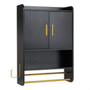 Wall Mounted Bathroom Cabinet with Towel Bars - Black