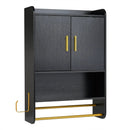 Wall Mounted Bathroom Cabinet with Towel Bars - Black by LJGDeals