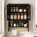 Wall Mounted Bathroom Cabinet with Towel Bars - Black by LJGDeals