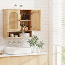 Bathroom Wall Cabinet with PE Rattan Doors and Adjustable Shelves-Natural by LJGDeals