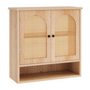 Bathroom Wall Cabinet with PE Rattan Doors and Adjustable Shelves-Natural by DirectDeals