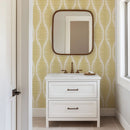 Ogee Sketch Ovals Wallpaper - Mustard Yellow