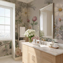 Vintage Pastel Grey & Pink Botanical Floral Wall Mural