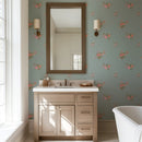 Vintage Heirloom Floral Bouquet Wallpaper in Blue