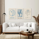 Set of 3 Bauhaus & Matisse Prints. Dancing Flower, Abstract by Wall Art Set