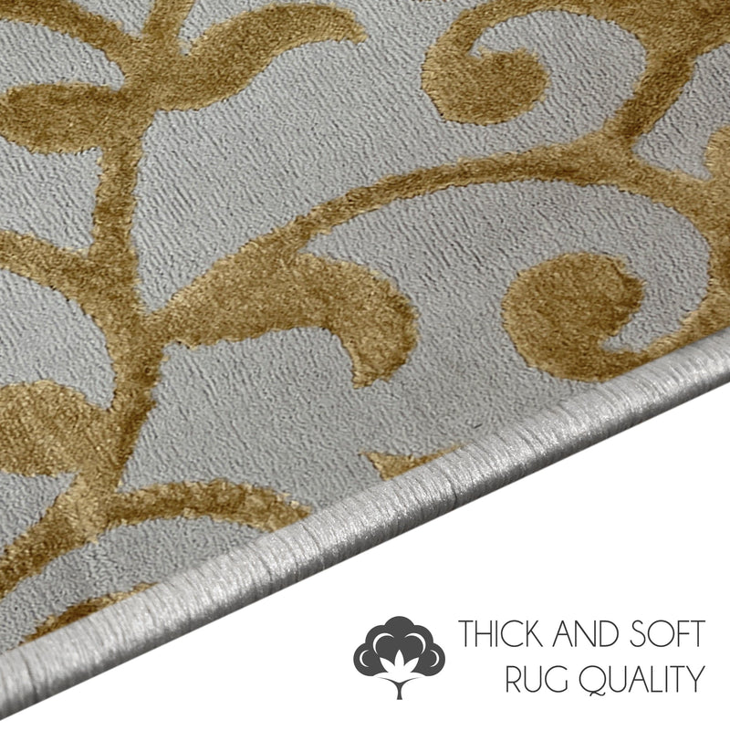 Sussex Home, Landing Rug, Slip Resistant Indoor Carpets Includes Adhesive Tape 2' x 3'-Floral Collection |Beige