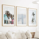 California Boho Wall Art. Surfboard, Palms, Beach, Cabins by Wall Art Set