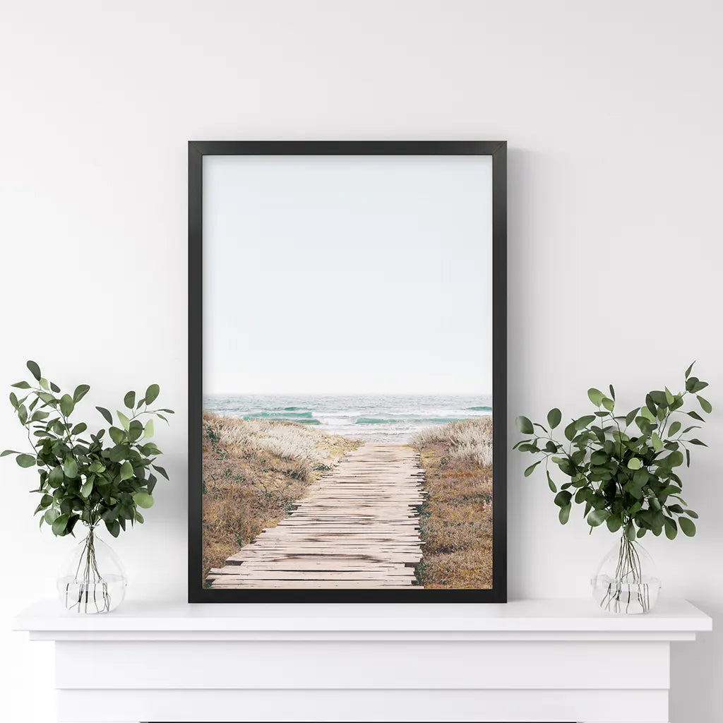 Beige Beach Pathway Wall Decor. Modern Boho Print, photo 2 of 10