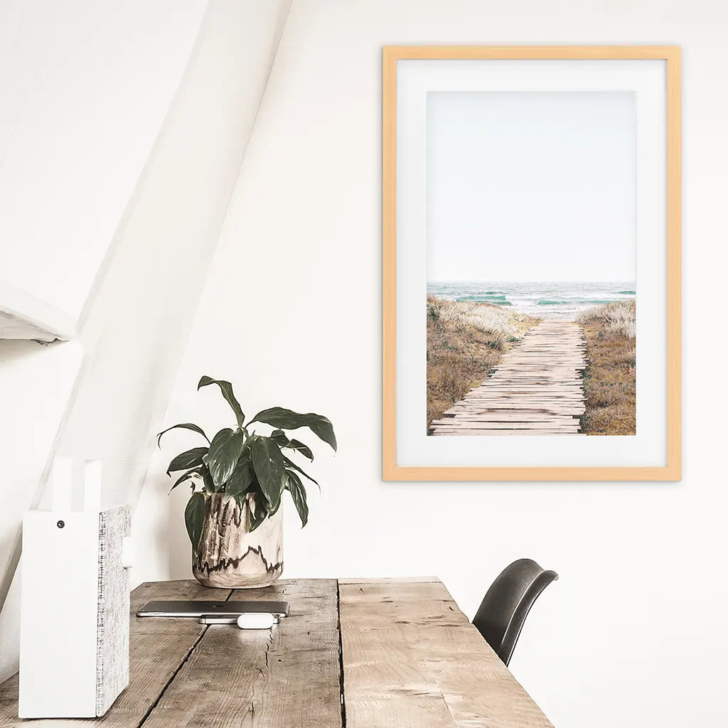 Beige Beach Pathway Wall Decor. Modern Boho Print, photo 4 of 10