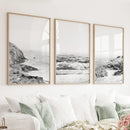 Coastal Black White Photography Set. Waves, Rocky Beach by Wall Art Set