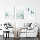 California Coastal Set of 3 Prints. Lifeguard, Surfers, Palms by Wall Art Set