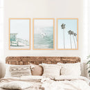 California Coastal Set of 3 Prints. Lifeguard, Surfers, Palms by Wall Art Set