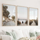 Surfer on the Beach. Coastal 3 Piece Wall Art by Wall Art Set