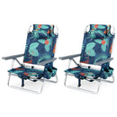 Beach Chairs Set of 2 Portable Folding Backpack Recliners with 5-Position Backrest and Padded Headrest by LJGDeals