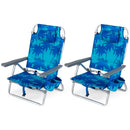 Beach Chairs Set of 2 Portable Folding Backpack Recliners with 5-Position Backrest and Padded Headrest by LJGDeals