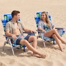 Beach Chairs Set of 2 Portable Folding Backpack Recliners with 5-Position Backrest and Padded Headrest by DirectDeals