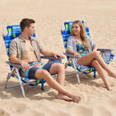 Beach Chairs Set of 2 Portable Folding Backpack Recliners with 5-Position Backrest and Padded Headrest by LJGDeals