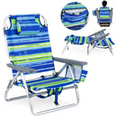 Beach Chairs Set of 2 Portable Folding Backpack Recliners with 5-Position Backrest and Padded Headrest by DirectDeals