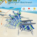 Beach Chairs Set of 2 Portable Folding Backpack Recliners with 5-Position Backrest and Padded Headrest by LJGDeals