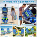Beach Chairs Set of 2 Portable Folding Backpack Recliners with 5-Position Backrest and Padded Headrest by DirectDeals