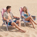 Beach Chairs Set of 2 Portable Folding Backpack Recliners with 5-Position Backrest and Padded Headrest by LJGDeals
