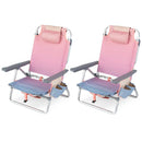 Beach Chairs Set of 2 Portable Folding Backpack Recliners with 5-Position Backrest and Padded Headrest by LJGDeals