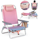 Beach Chairs Set of 2 Portable Folding Backpack Recliners with 5-Position Backrest and Padded Headrest by LJGDeals