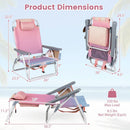 Beach Chairs Set of 2 Portable Folding Backpack Recliners with 5-Position Backrest and Padded Headrest by LJGDeals