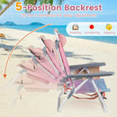 Beach Chairs Set of 2 Portable Folding Backpack Recliners with 5-Position Backrest and Padded Headrest by LJGDeals