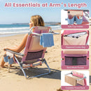 Beach Chairs Set of 2 Portable Folding Backpack Recliners with 5-Position Backrest and Padded Headrest by LJGDeals