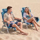 Beach Chairs Set of 2 Portable Folding Backpack Recliners with 5-Position Backrest and Padded Headrest by LJGDeals
