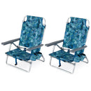 Beach Chairs Set of 2 Portable Folding Backpack Recliners with 5-Position Backrest and Padded Headrest by LJGDeals