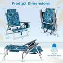 Beach Chairs Set of 2 Portable Folding Backpack Recliners with 5-Position Backrest and Padded Headrest by LJGDeals